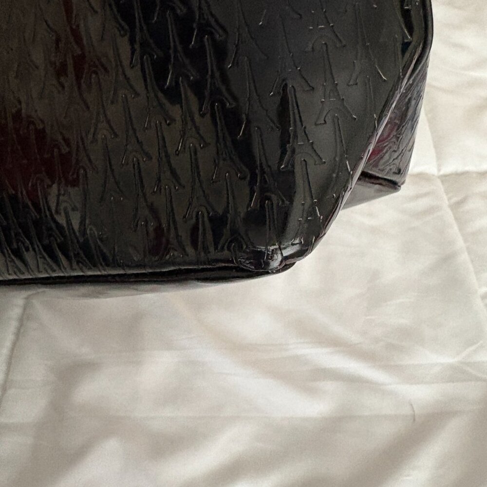 Karl Lagerfeld Paris Logo Tote Coin Purse Black Patent Leather Parisian Chic - Picture 14 of 16